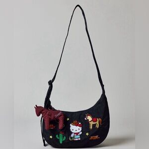BAGGU x Hello Kitty black western medium crescent bag WITH BAGGU horse charm!